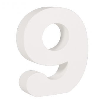 62709000 - 4006166219863 - Rayher - Chiffre 9 MDF Blanc 11 cm