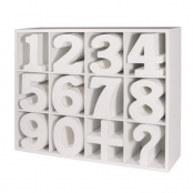 Présentoir chiffres et symboles MDF blanc 72 pièces