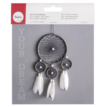 66045000 - 4006166413711 - Rayher - Kit DreamCatcher Attrape-rêves 17x33cm blanc/gris - 5