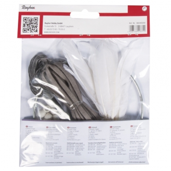 66045000 - 4006166413711 - Rayher - Kit DreamCatcher Attrape-rêves 17x33cm blanc/gris