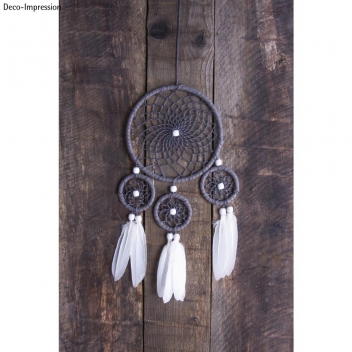66045000 - 4006166413711 - Rayher - Kit DreamCatcher Attrape-rêves 17x33cm blanc/gris - 2