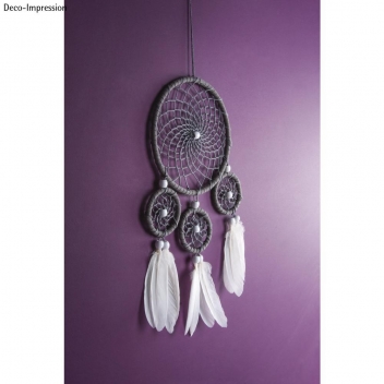 66045000 - 4006166413711 - Rayher - Kit DreamCatcher Attrape-rêves 17x33cm blanc/gris - 4