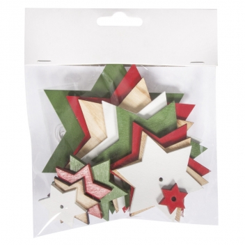 66050000 - 4006166220111 - Rayher - Sapin Étoiles de bois tons rouge/vert 11x16 cm