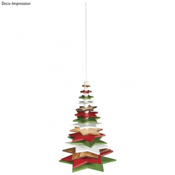 66050000 - 4006166220111 - Rayher - Sapin Étoiles de bois tons rouge/vert 11x16 cm - 2