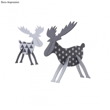 67170000 - 4006166408908 - Rayher - Rennes en papier mâché lot de 2 longueur 14,5 cm