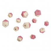 Perles en bois à facettes Rose