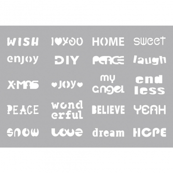 38894000 - 4006166470387 - Rayher - Pochoir autocollant spécial textile A5 Statements