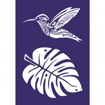 45088000 - 4006166448478 - Rayher - Pochoir autocollant spécial textile A4 Colibri + spatule - 3