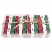 Chiffres calendrier de l\'avent en bois Pince à linge