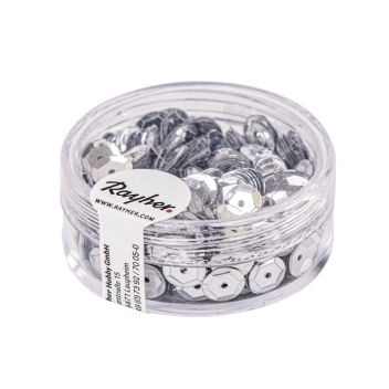 3931322 - 4006166726606 - Rayher - Sequins Argenté Ø 6 mm Bombés Boite 6 g Lavable