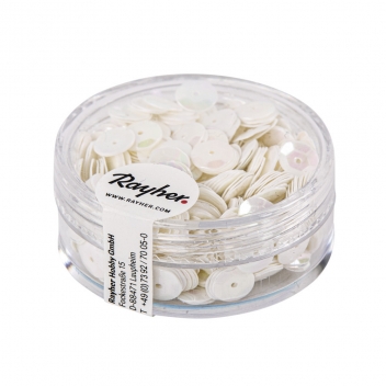 3931390 - 4006166726705 - Rayher - Sequins Blanc irisé Ø6 mm Bombés 6 g Lavable