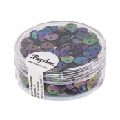 Sequins Noir irisé Ø 6 mm Bombés Boite 6 g Lavable