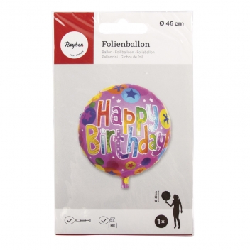 87014000 - 4006166436673 - Rayher - Ballon en aluminium Happy Birthday ø46cm