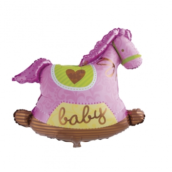 87069262 - 4006166781728 - Rayher - Ballon en aluminium Cheval à bascule rose ø94cm - 2