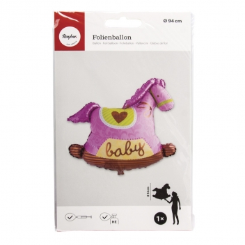 87069262 - 4006166781728 - Rayher - Ballon en aluminium Cheval à bascule rose ø94cm
