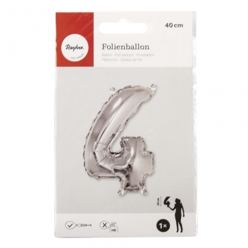 87036606 - 4006166790539 - Rayher - Ballon en aluminium Chiffre 4 Argenté 40cm