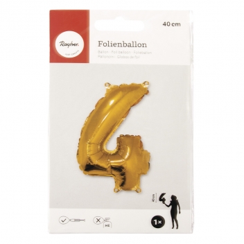 87036616 - 4006166790638 - Rayher - Ballon en aluminium Chiffre 4 Or 40cm