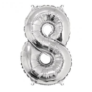 87040606 - 4006166790577 - Rayher - Ballon en aluminium Chiffre 8 Argenté 40cm - 2