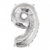 Ballon en aluminium Chiffre 9 Argenté 40cm