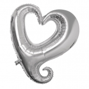 Ballon en aluminium Coeur Silhouette ø91cm Argenté