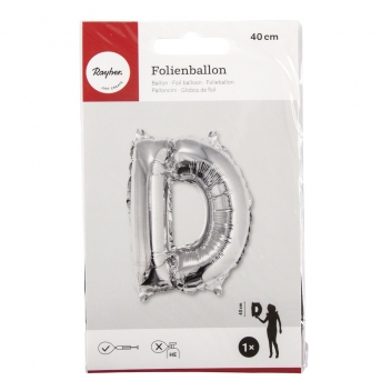87045606 - 4006166345074 - Rayher - Ballon en aluminium Lettre D Argenté 40cm