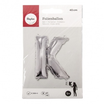 87052606 - 4006166345142 - Rayher - Ballon en aluminium Lettre K Argenté 40cm