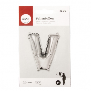 87063606 - 4006166781650 - Rayher - Ballon en aluminium Lettre V Argenté 40cm