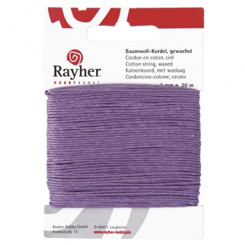 5169135 - 4006166179761 - Rayher - Cordon Lilas Coton ciré Ø 1mm 20 m - 2