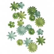Fleurs en papier Vert moyen 1,5 à 2,5cm 36 pièc.