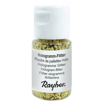 39422620 - 4006166184475 - Rayher - Poudre de paillettes Hologramme Doré brillant 2 mm 10ml - 2