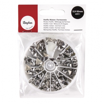 38643606 - 4006166255076 - Rayher - Rivets argenté 2,5 à 10mm Hotfix (420 pièc.) - 2