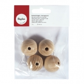 Boules en bois ø 30 mm - percées 6 mm - 4 pièces