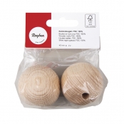 Boules en bois ø 45 mm - FSC100% - percées 8 mm - 2 pièces