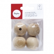 Boules en bois ø 30 mm - FSC100% - percées 6 mm - 4 pièces