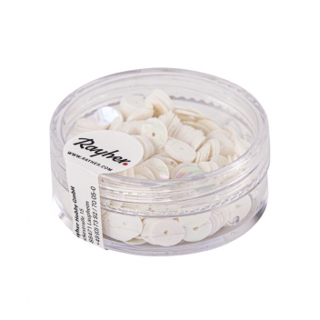 3931290 - 4006166726453 - Rayher - Sequins Blanc irisé Ø6 mm Lisses 6 g Lavable - 3