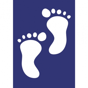 4503800 - 4006166778902 - Rayher - Pochoir autocollant spécial textile A5 Pieds de bébé + spatule
