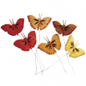 Papillon en plumes Teintes brunes 2 cm 6 pièces