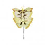 Papillon en plumes Teintes jaunes 2 cm 6 pièces