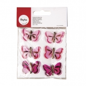 Papillon en plumes Teintes rose 2 cm 6 pièces