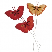 Papillon en plumes Teintes rouges 2 cm 6 pièces