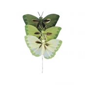 Papillon en plumes Teintes vertes 2 cm 6 pièces