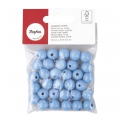 Perle bois Bleu clair Ronde Ø12 mm 32 pièc.