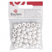 Perle bois Grand trou Blanc Ø10x8mm 39 pièc.