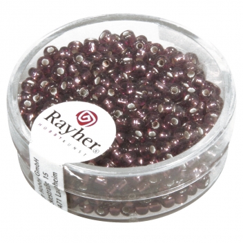 1405539 - 4006166598760 - Rayher - Perle rocaille garniture argentée Violet brun Ø2,6mm16 g - 3