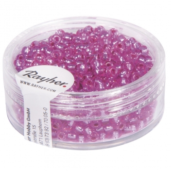 1405533 - 4006166598739 - Rayher - Perle rocaille garniture argentée Rose foncé Ø2,6mm 16 g - 2