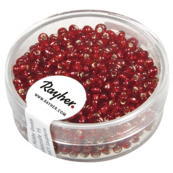 1405518 - 4006166598678 - Rayher - Perle rocaille garniture argentée Rouge Ø 2,6 mm 16 g - 2