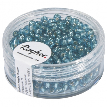 1405507 - 4006166598616 - Rayher - Perle rocaille garniture argentée Turquoise Ø2,6mm 16 g - 2