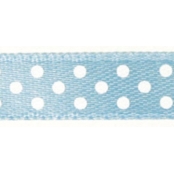 Ruban satin à pois Bleu clair 9,5 mm 10 m