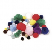 Pompons Couleurs & tailles assorties 100 pièces