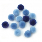 Pompons Ø 15 mm Bleu (assortiment) 60 pièces